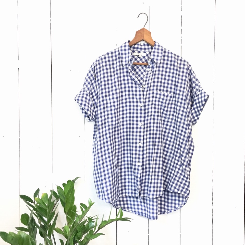 Madewell gingham courier top
